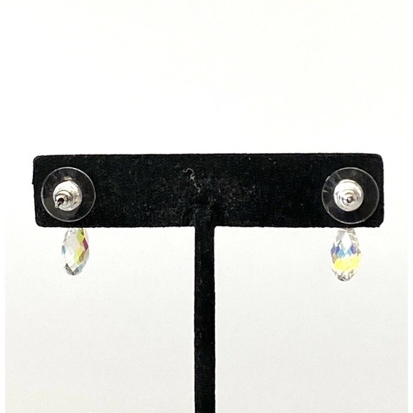 Earrings Dangles Faceted Crystals Clear AB 3/4” - Picture 4 of 9